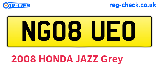 NG08UEO are the vehicle registration plates.