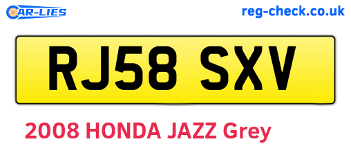 RJ58SXV are the vehicle registration plates.