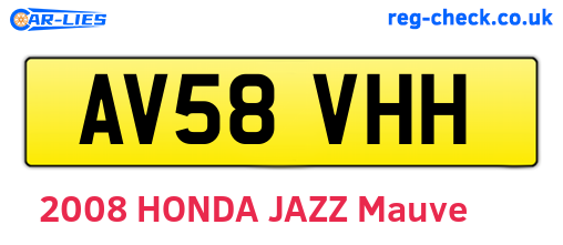 AV58VHH are the vehicle registration plates.