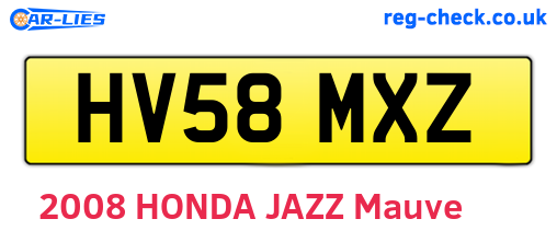 HV58MXZ are the vehicle registration plates.