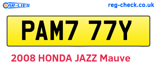 PAM777Y are the vehicle registration plates.