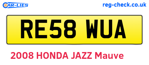 RE58WUA are the vehicle registration plates.