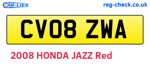 CV08ZWA are the vehicle registration plates.