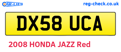 DX58UCA are the vehicle registration plates.