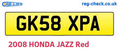 GK58XPA are the vehicle registration plates.