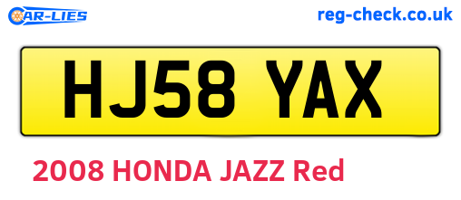 HJ58YAX are the vehicle registration plates.