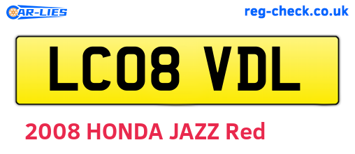 LC08VDL are the vehicle registration plates.