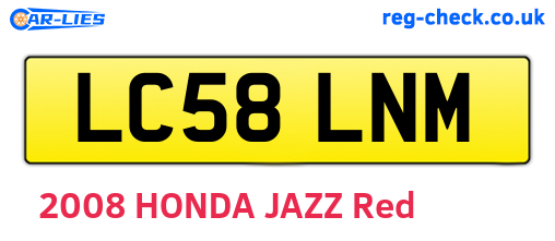 LC58LNM are the vehicle registration plates.