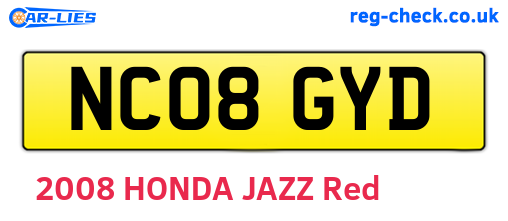 NC08GYD are the vehicle registration plates.