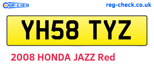 YH58TYZ are the vehicle registration plates.