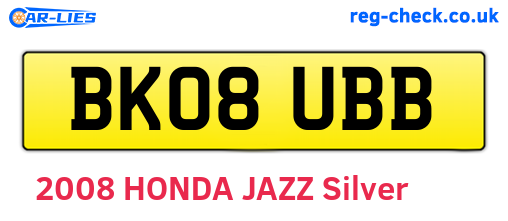 BK08UBB are the vehicle registration plates.