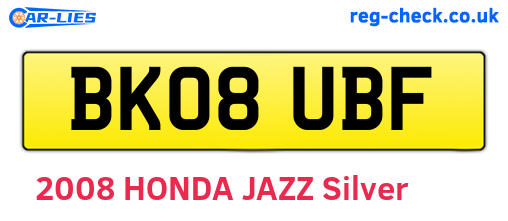 BK08UBF are the vehicle registration plates.