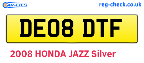 DE08DTF are the vehicle registration plates.