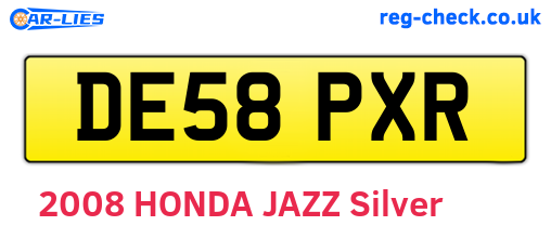 DE58PXR are the vehicle registration plates.