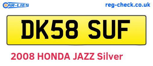 DK58SUF are the vehicle registration plates.