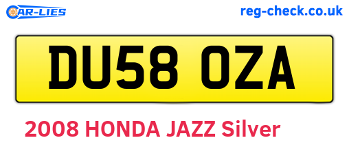 DU58OZA are the vehicle registration plates.