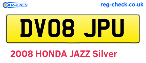DV08JPU are the vehicle registration plates.