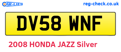 DV58WNF are the vehicle registration plates.