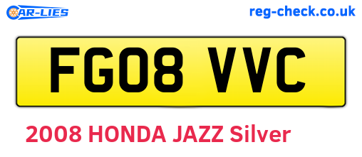 FG08VVC are the vehicle registration plates.