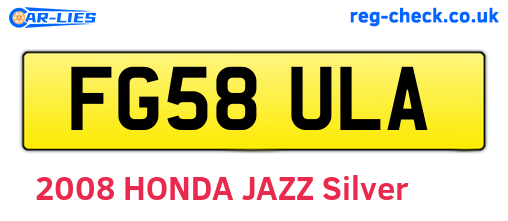 FG58ULA are the vehicle registration plates.