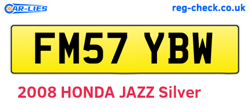 FM57YBW are the vehicle registration plates.