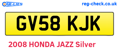 GV58KJK are the vehicle registration plates.