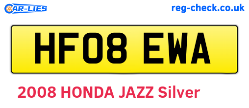 HF08EWA are the vehicle registration plates.