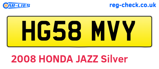 HG58MVY are the vehicle registration plates.