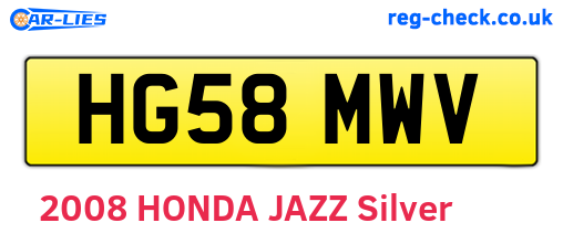 HG58MWV are the vehicle registration plates.