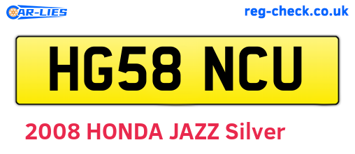 HG58NCU are the vehicle registration plates.