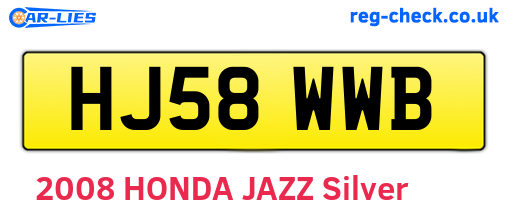 HJ58WWB are the vehicle registration plates.