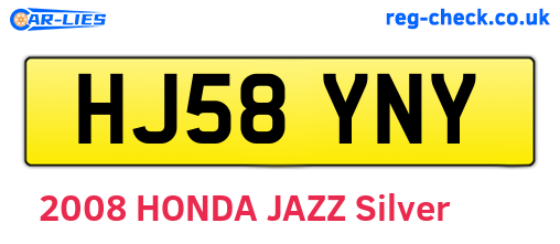 HJ58YNY are the vehicle registration plates.