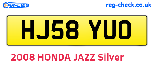 HJ58YUO are the vehicle registration plates.