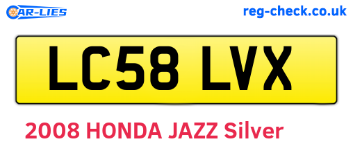 LC58LVX are the vehicle registration plates.