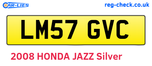 LM57GVC are the vehicle registration plates.