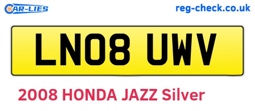 LN08UWV are the vehicle registration plates.