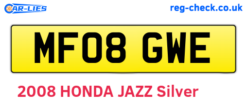 MF08GWE are the vehicle registration plates.