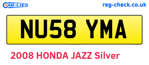 NU58YMA are the vehicle registration plates.