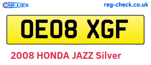 OE08XGF are the vehicle registration plates.