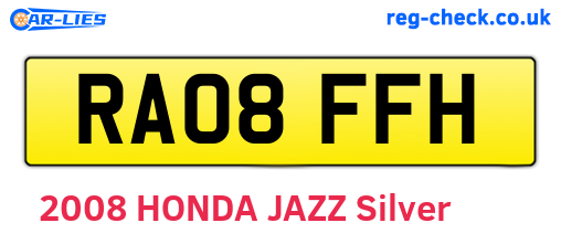 RA08FFH are the vehicle registration plates.