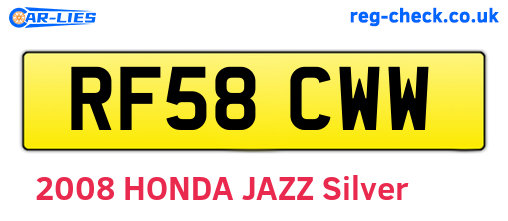 RF58CWW are the vehicle registration plates.