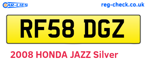 RF58DGZ are the vehicle registration plates.