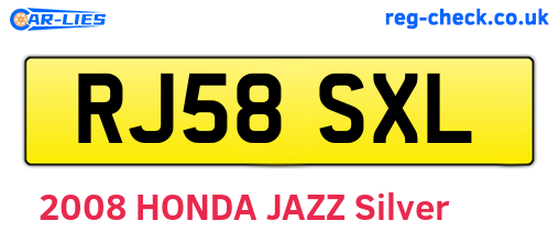 RJ58SXL are the vehicle registration plates.