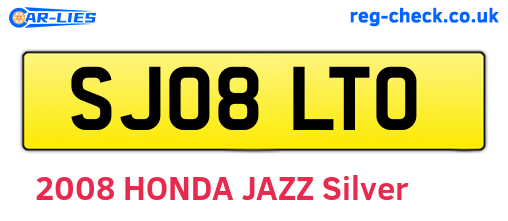 SJ08LTO are the vehicle registration plates.