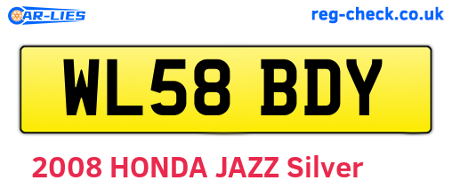WL58BDY are the vehicle registration plates.