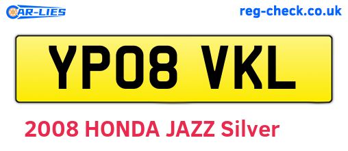 YP08VKL are the vehicle registration plates.