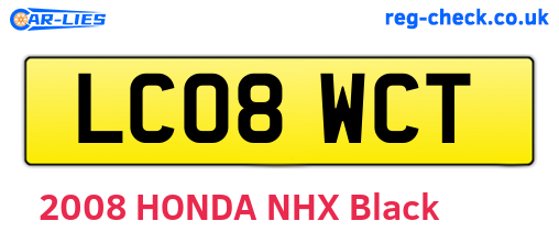 LC08WCT are the vehicle registration plates.