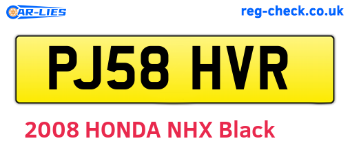 PJ58HVR are the vehicle registration plates.