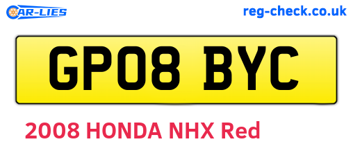 GP08BYC are the vehicle registration plates.