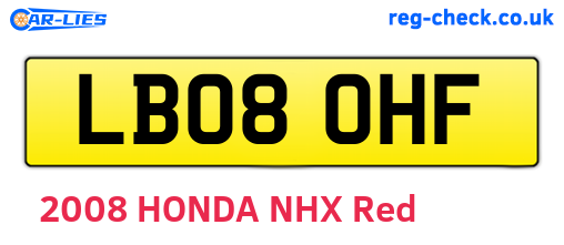LB08OHF are the vehicle registration plates.